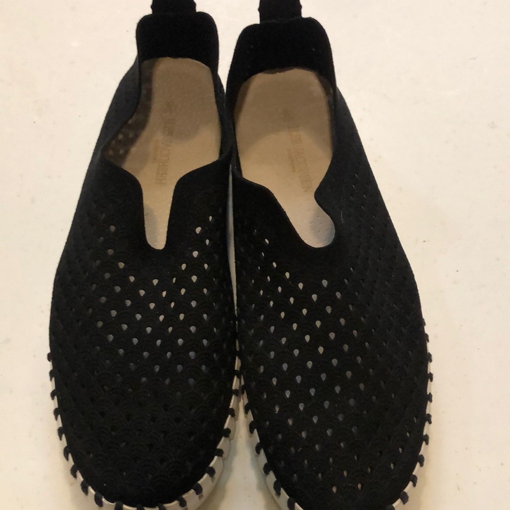 Ilse Jacobsen Hornbaek Denmark Black Tulip Perforated Slip On Shoe - size 40 EU